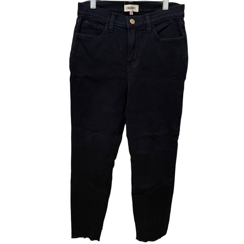 L’Agence Jeans Womens 25 Black Matador Skinny Leg Stretchy Raw Ankle Hem SAMPLE